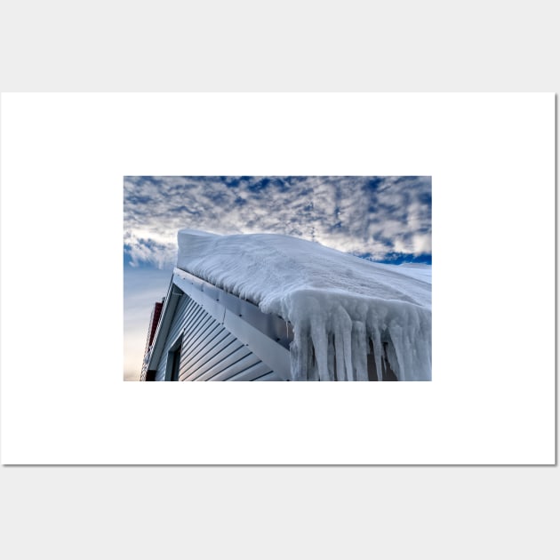 Snow covered roof at Mt Hotham Wall Art by charlesk